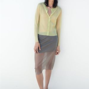 Zara CONTRAST SEMI-SHEER KNIT MIDI SKIRT, size small